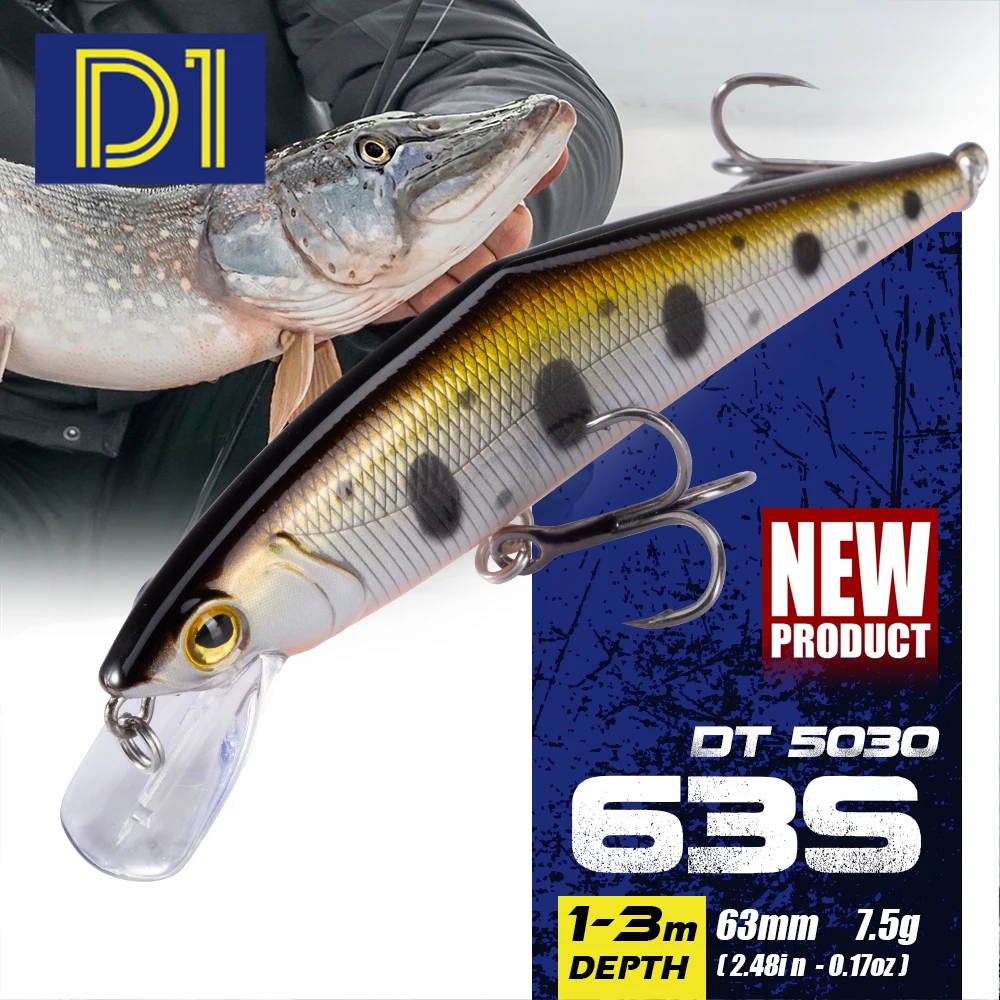 D1 Trout Lure Sinking Minnow Fishing Biat 63mm/7.5g 85mm/14.7g Artificial Hard Wobblers For Trout Perch 2020 Pesca Tackle