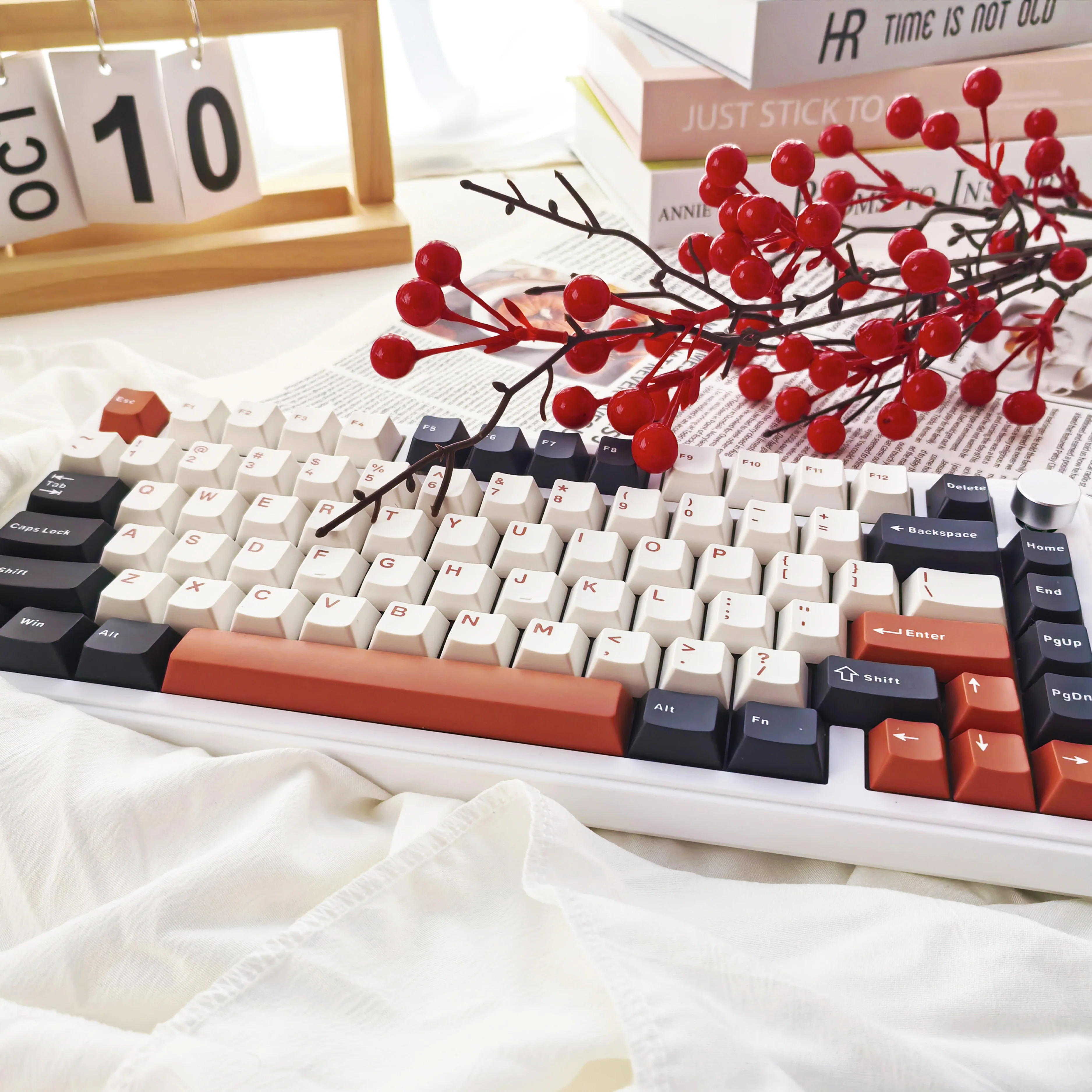 128 Keys Ink Orange Double Shot PBT Keycaps Cherry Profile Key caps for Gateron MX Switches Mechanical Keyboard