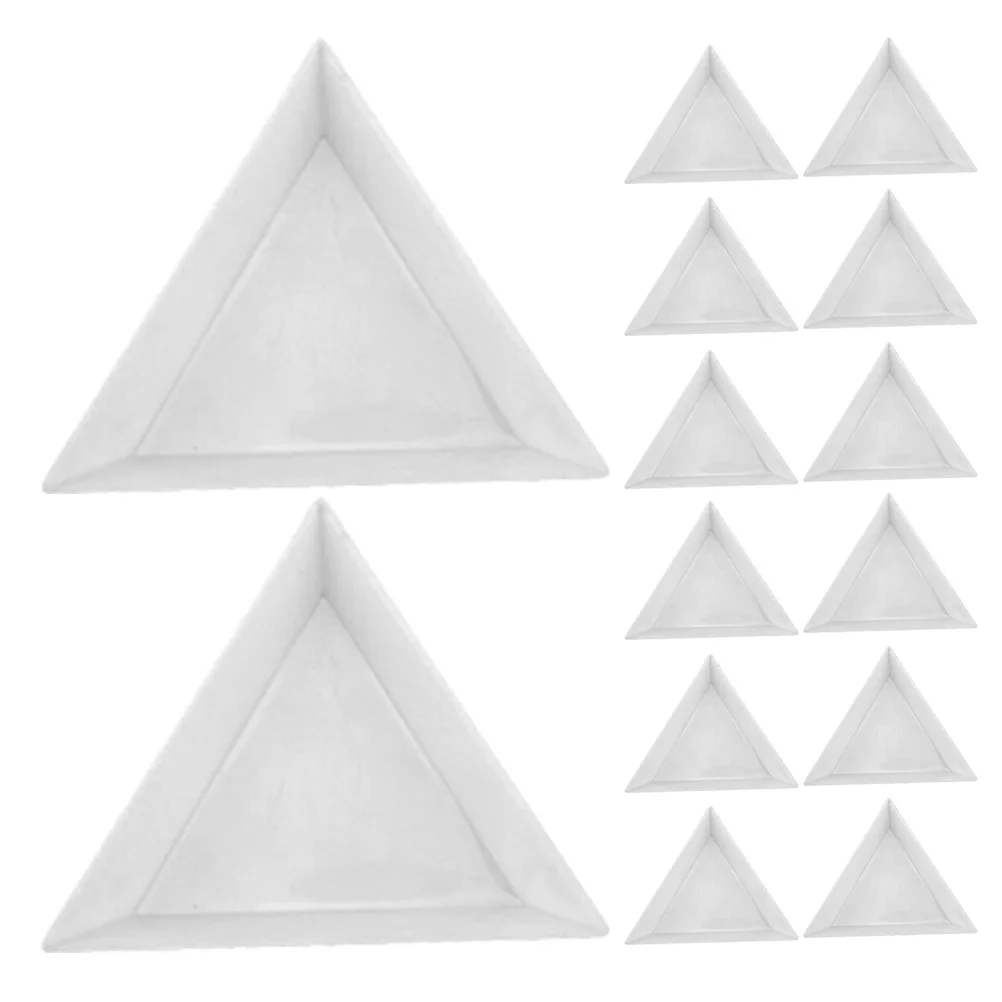 24Pcs Plastic Jewelry Plates Triangular Bead Sorting Trays Lightweight Easy Pour Angled Edges Rhinestones DIY White