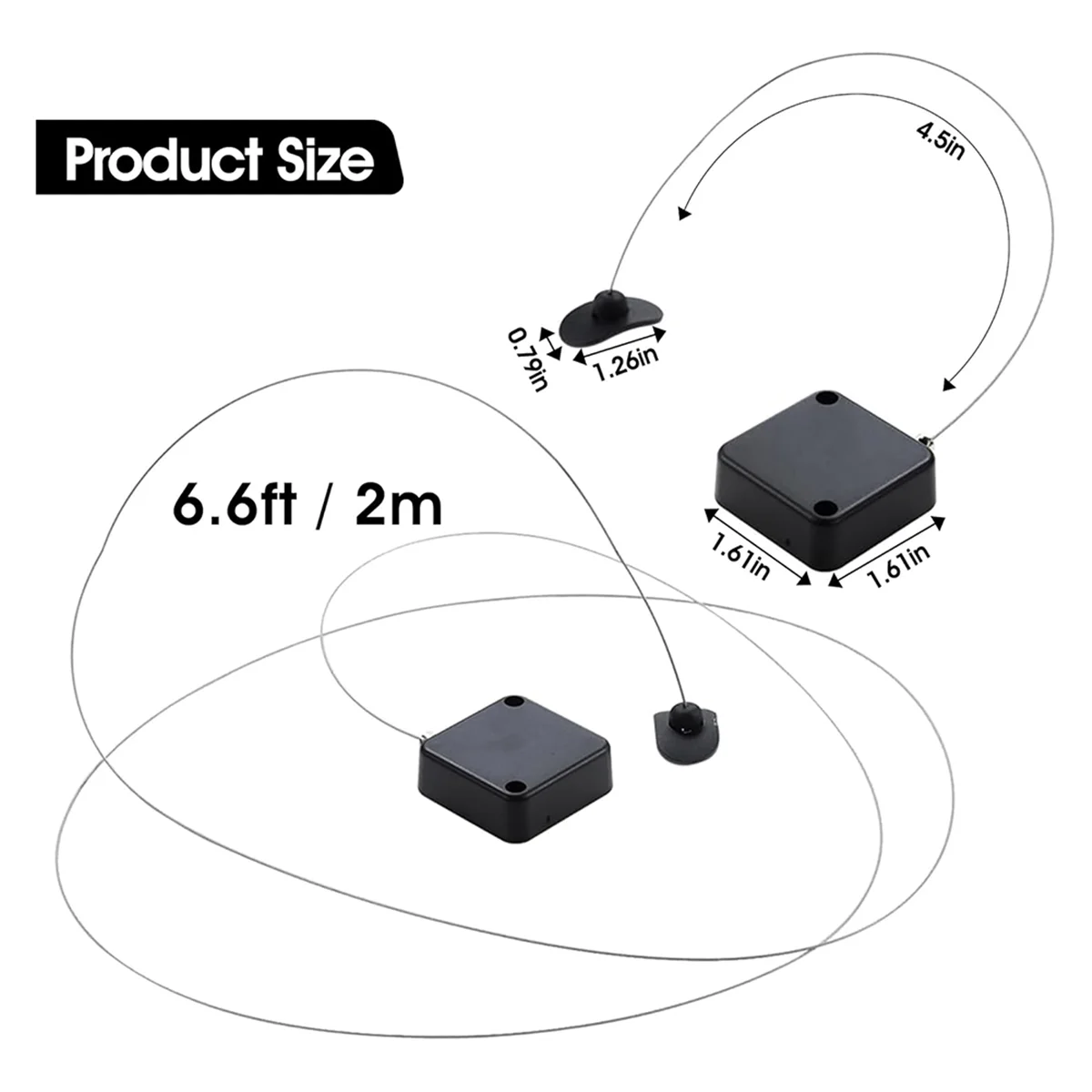 A56XQ Retractable Remote Control Tethers, Remote Cable Lock , 6.6Ft /2M Remote Control Security Lock for TV and DVD 2 Pcs