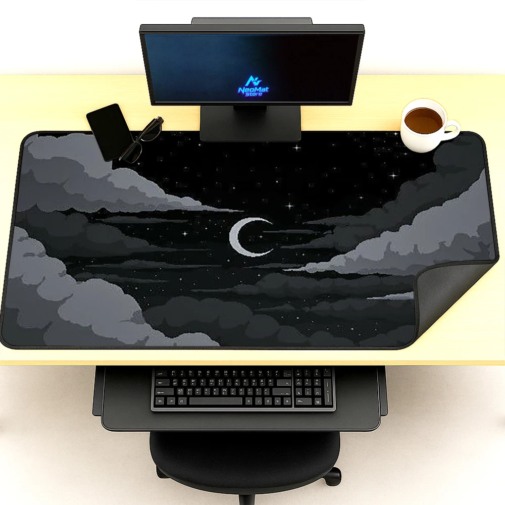 Starry Gothic Mouse Pad Desk Mat Moon Black Clouds Gaming Playmat XXXL 1200x600 White Table Mat Mousepad Mat Desk Accessories