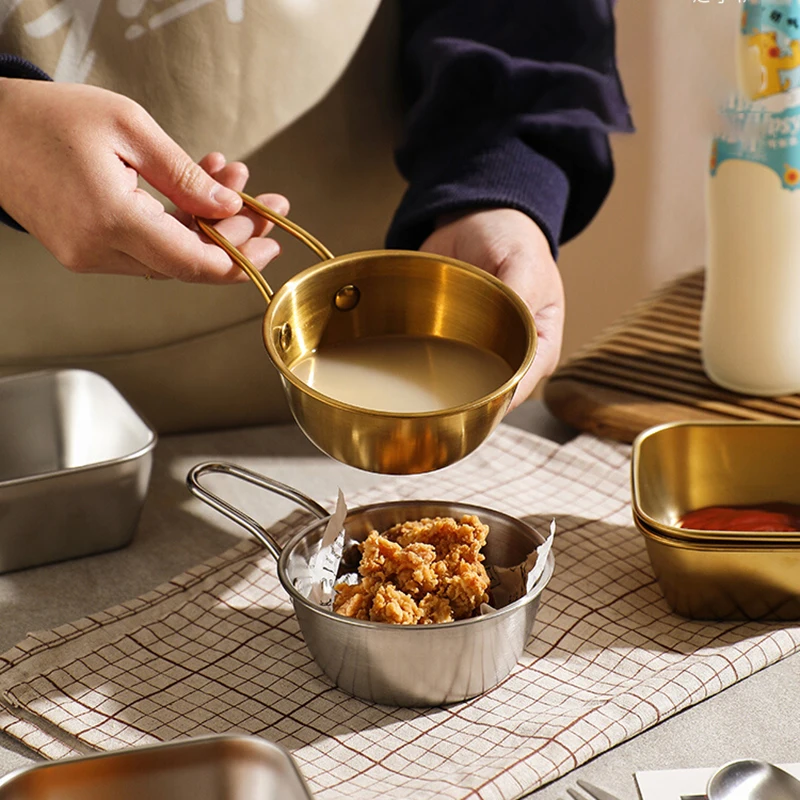 Koreaanse Roestvrijstalen Snackplaat Met Handvat Dip Plaat Vierkante Chips Ketchup Plaat Home Saus Gerecht Mini Servies