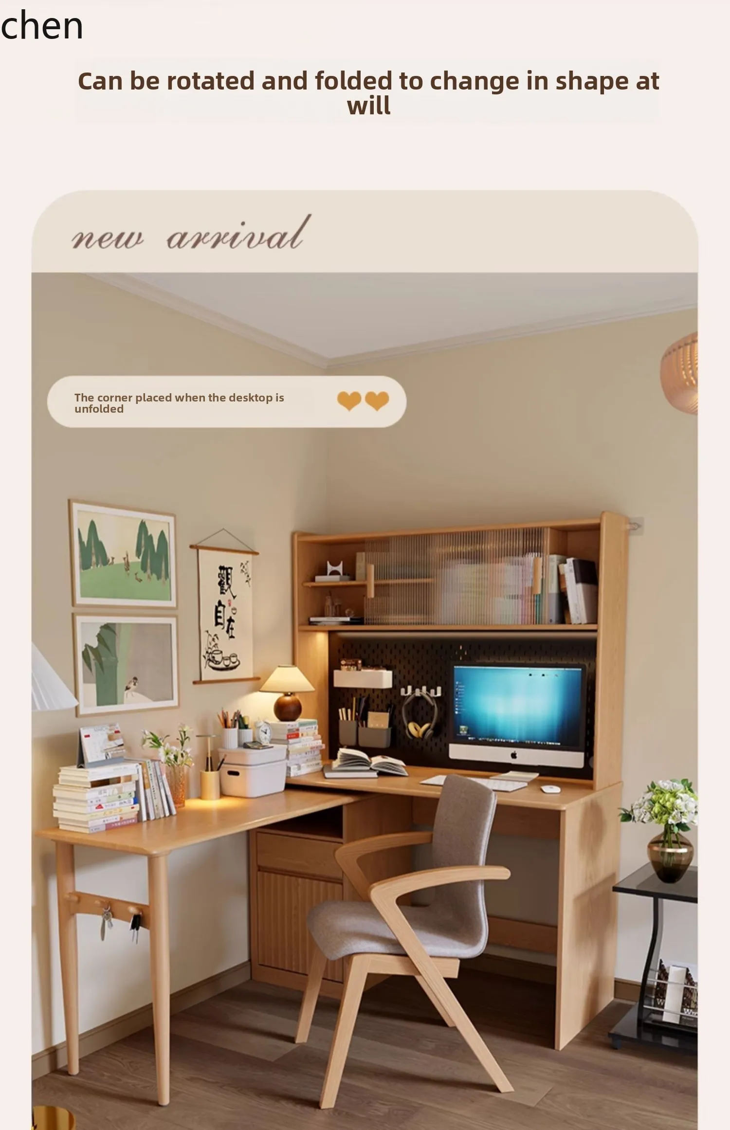 YXY Solid Wood Corner Desk Bookshelf Integrated Bedroom Corner Bookcase Against the Wall