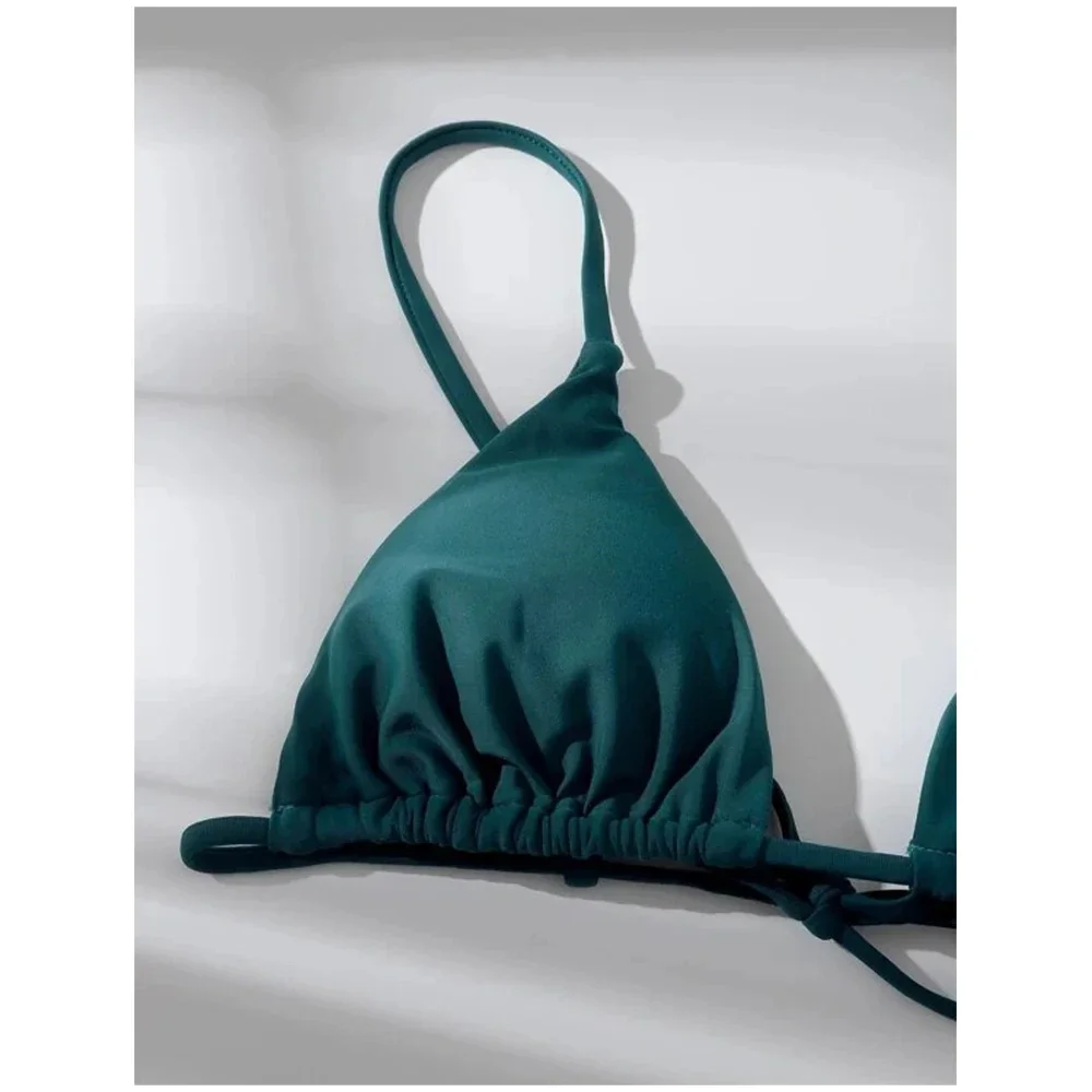 Moda solidny 3-częściowy strój kąpielowy bikini damskie stroje kąpielowe strój plażowy mikro stringi zestaw bikini pływać do kostiumu kąpielowego
