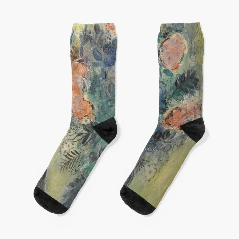 

Marc Chagall - Fleurs et couple (1948-52) Socks Heating sock sports stockings man warm winter Man Socks Women's