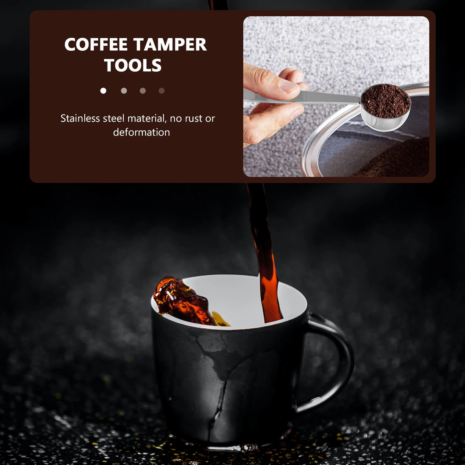 

2 Pcs Coffee Tamper Measuring Spoon Stainless Steel Tampers Beans Tools Spoons Home Coffee Shop Restaurant Double Headed