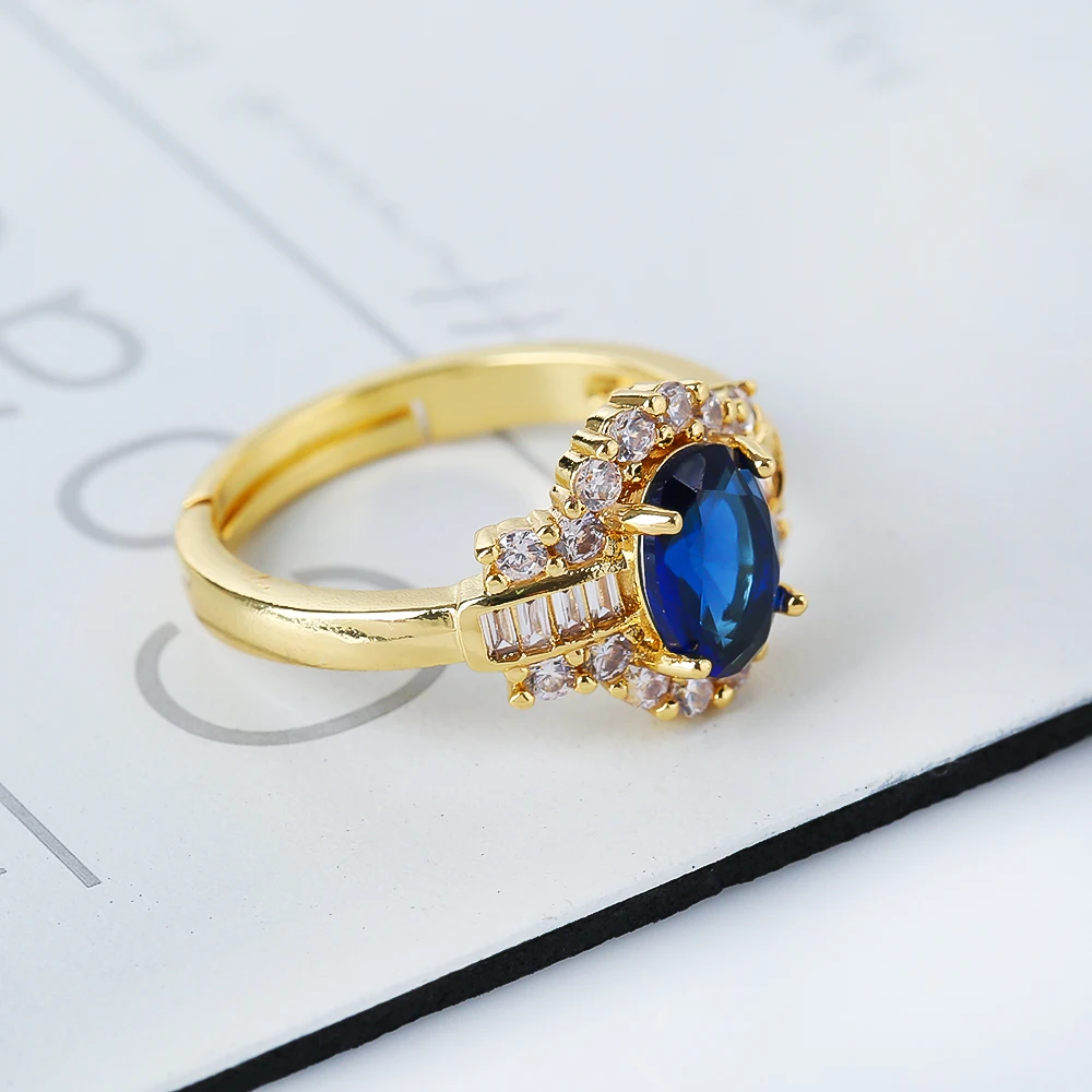 New Classic Fashion Oval Zircon Micro Set Womens Simple Light Luxury Opening Adjustable Personality Ring Gift Jewelry