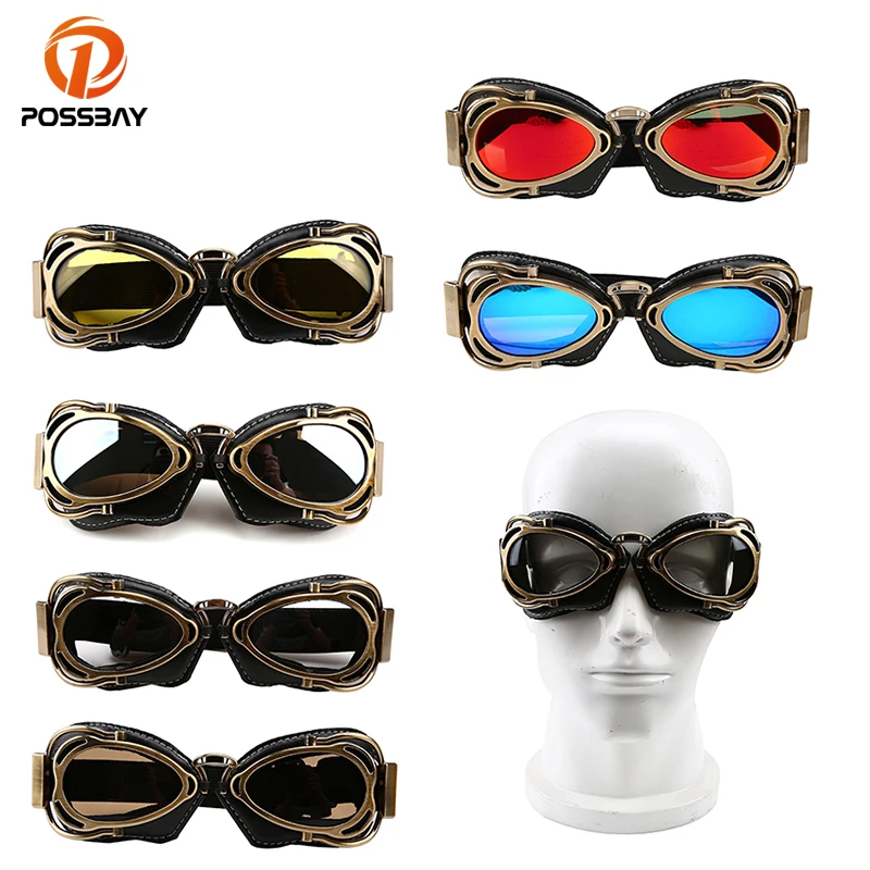 

Vintage Motorcycle Glasses Dustproof Anti-UV Sunglasses Men Steampunk Glasses Motorcross Dirt-bike Scooter Protective Gloggles