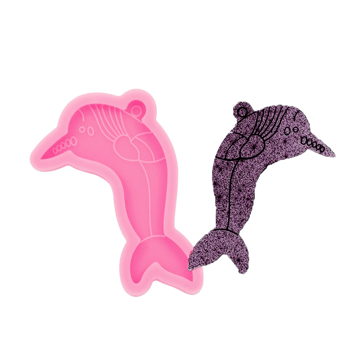 Dolphin Keychain Pendant Silicone Mold for Epoxy Resin DIY Jewelry Necklace Charm Casting Supplies