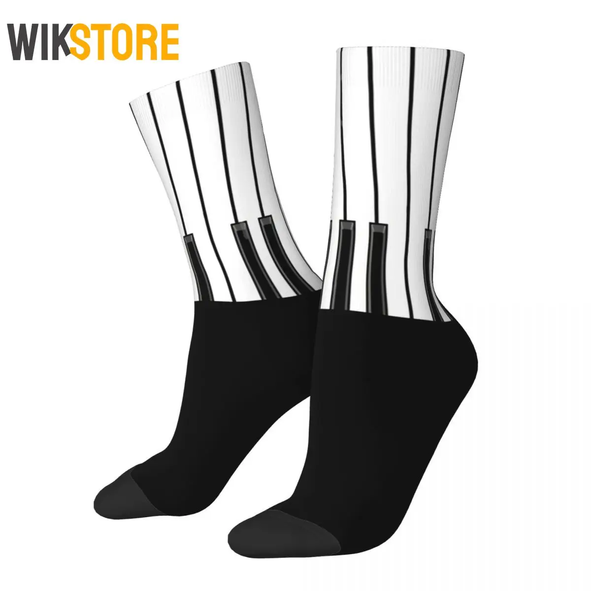 

Hip Hop Vintage Ebony Ivory Men Women Socks Music Notes Unisex Street Style Novelty Happy Crew Sock Breathable Basketball Socks