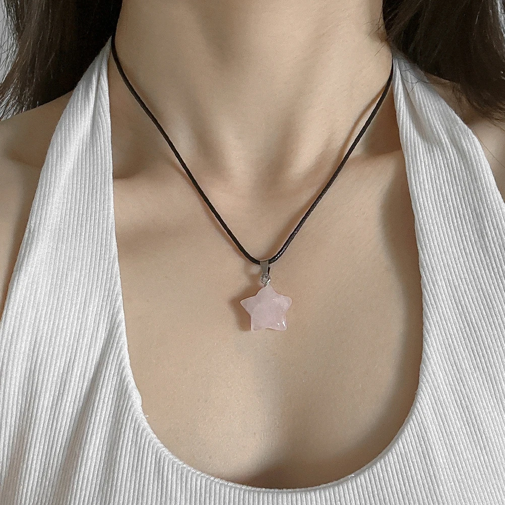 

2 Pcs Star Pendant Necklace Charm Fashionable Necklaces for Women Girls Statement Artificial Crystal Women's Female Drop