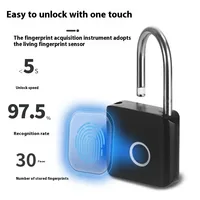 Smart Fingerprint Padlock Outdoor Waterproof Padlock Intelligent Electronic Padlock Door Anti-Theft Password Lock Cabinet