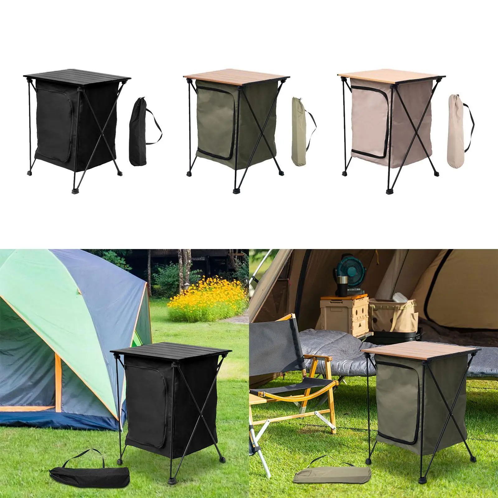 Folding Camping Cabinet 2 Layer Storage Cabinet for Outdoor Activities Beach