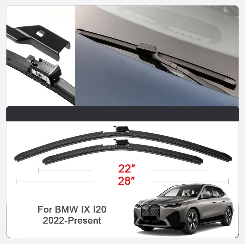 

2PCS Car Blade Front Windshield Rubber With Water Spray Wiper For BMW IX I20 2022-2026 Equipped with water spray wipers
