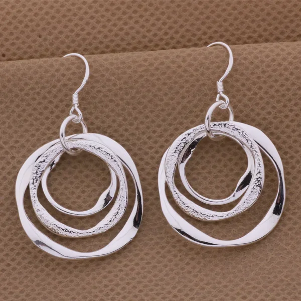 

Production Hot Charm Women Lady Valentine's Gift 925 Sterling Silver Charm Women Circles Earrings Free Shipping , Jewelry