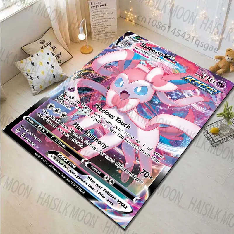 1PC Sylveon Pokémon Cards Pattern Rugs Living Room Bedroom Carpet Bedside Bathroom Floor Mat Kids Room Non-slip Mat Room Decor