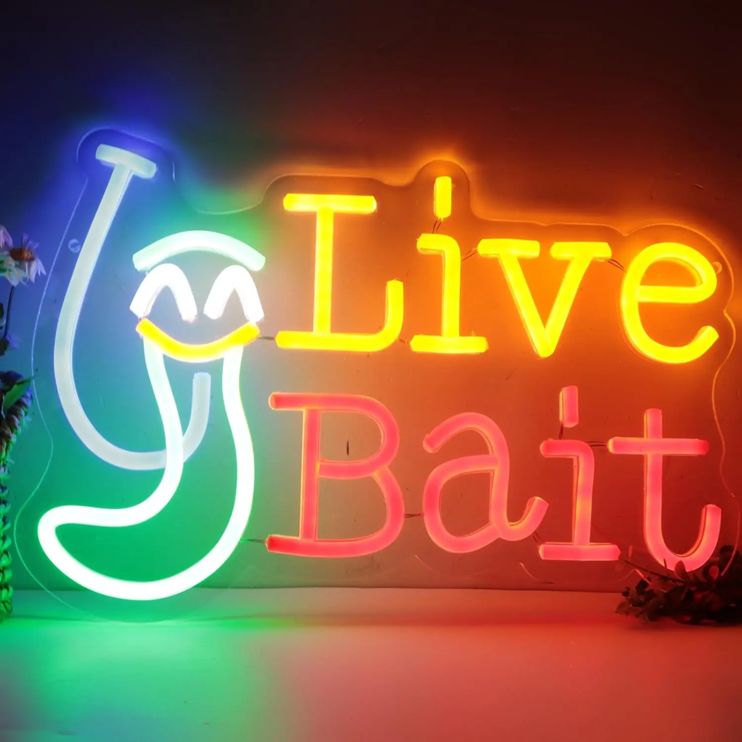 

Неоновая вывеска Live Bait USB с регулируемой яркостью, светодиодная лампа для рыбалки, бизнес-магазина, оконное украшение для комнаты, спальни, неоновый personnalisé, подарок