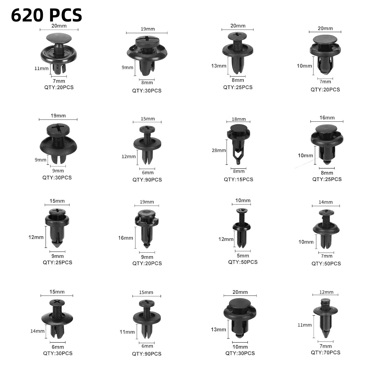 

620 Pcs Car Retainer Clips Plastic Rivets Fasteners Push Retainer Kit Fender Rivet Clips