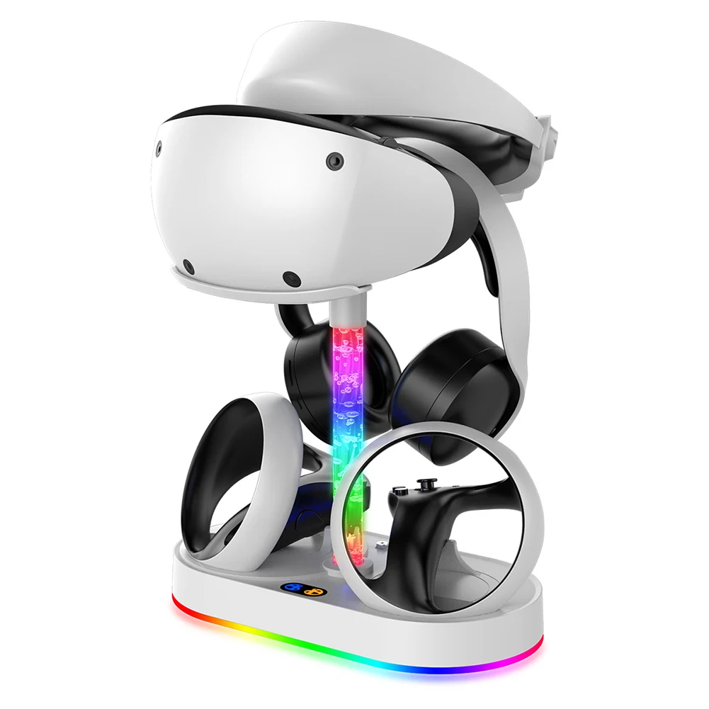 

Зарядная станция, двойной USB-порт, зарядная док-станция для хранения с 4 магнитными адаптерами, крепление контроллера для контроллера Play Station5 VR2