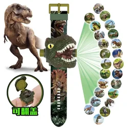 Dinosaur Toy Watch 3D Projection Pattern Action Figures Electronic Watch Children Flip Cover Cartoon Spiderman Glow Wrist Watch