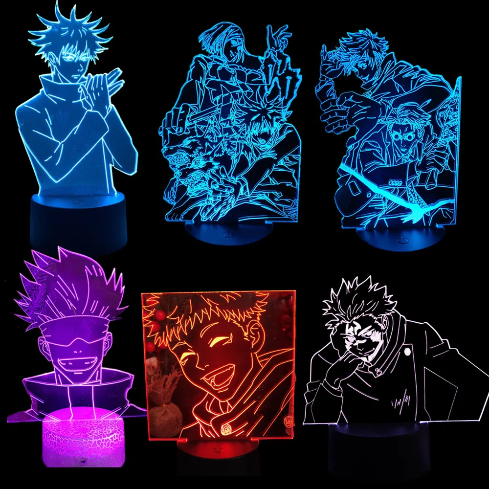 Jujutsu Kaisen Cartoon Ryomen Sukuna Satoru Gojo 3D Visual Night Lights LED Itadori Yuji Night Lamp Anime Color Changing Lamp