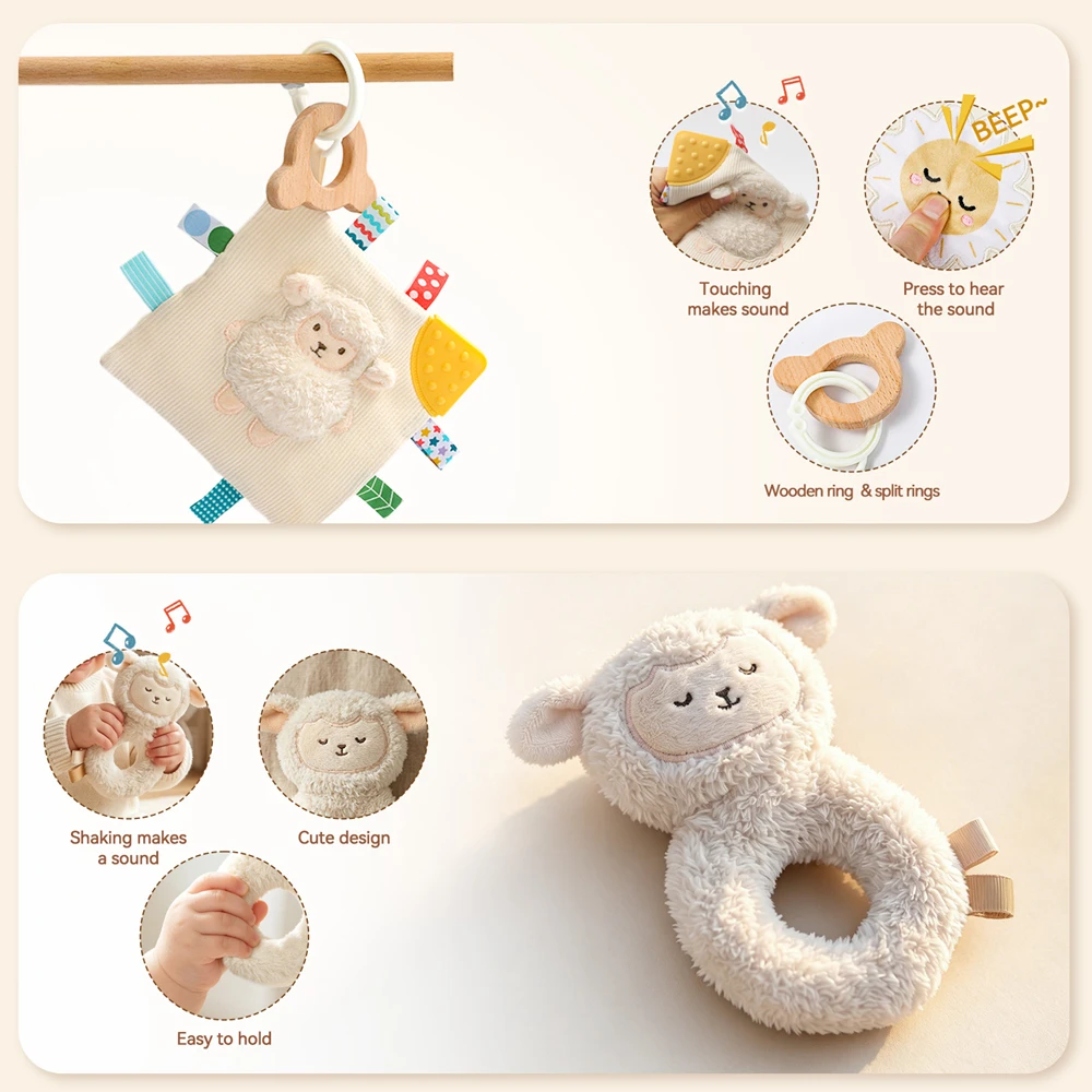 Sheep Security Blanket and Rat - Baby Rattle Toy Set ulasan dan harga