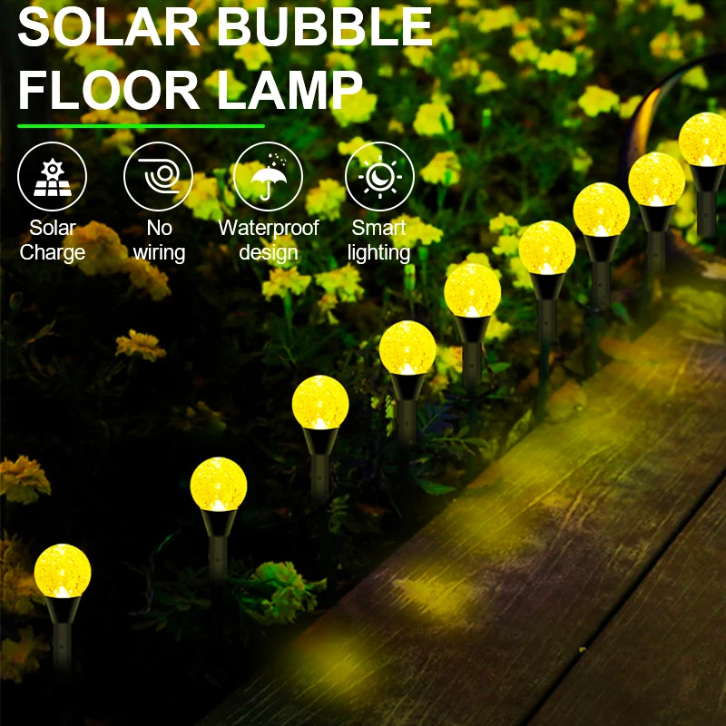 

LED Path Lights Outdoor Solar String Lights 30 Led Crystal Globe Lights with 8 Modes Landscape Lighting Waterproof Garden Decor
