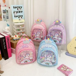 Children Fashion Small Schoolbag Cute Princess Western Style Backpack PU Shiny Unicorn Backpack Cartoon Girl Backpack