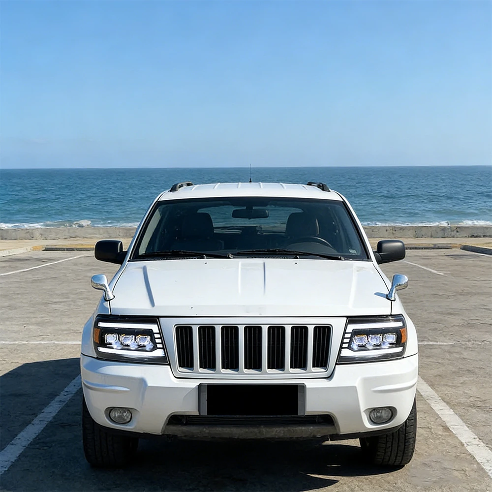 

Передние фары для JEEP Grand Cherokee 1999-2005, светодиодные, в сборе, модернизированные, с линзами, аксессуары для установки без доработок (Plug and Play)