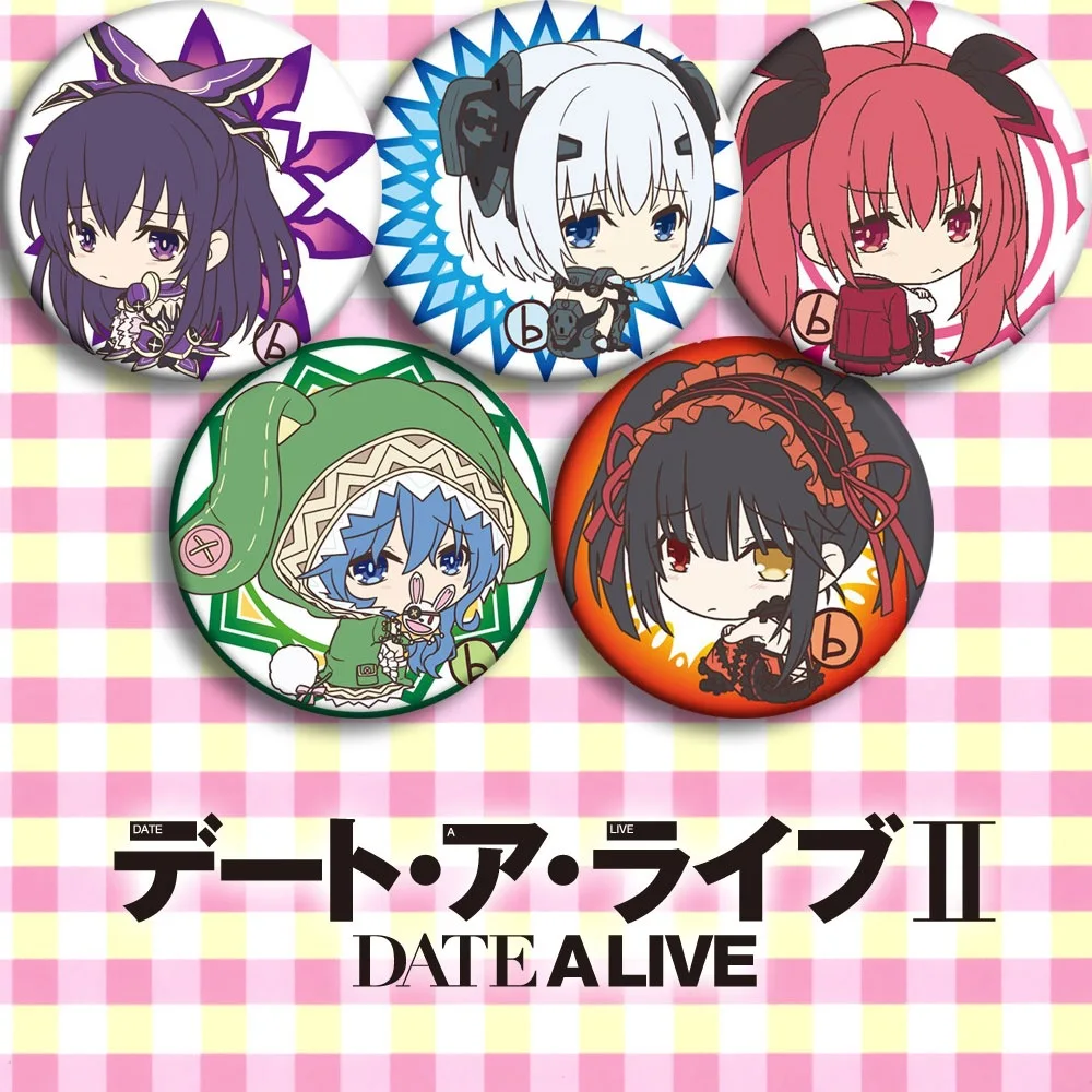 

58MM Graffiti Yatogami Tohka Bright Surface Adorable Costumes Badge Itsuka Shido Exclusive Lightweight Accessories Special Use