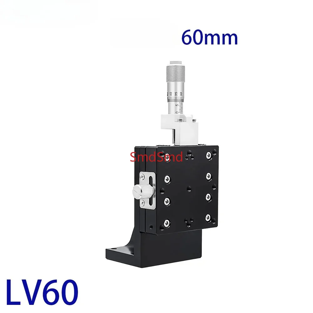 60*60mm LV60 Sliding Table Manual Displacement Vertical-lift Fine Tuning Platform Cross Roller Guide Linear Stage Sliding
