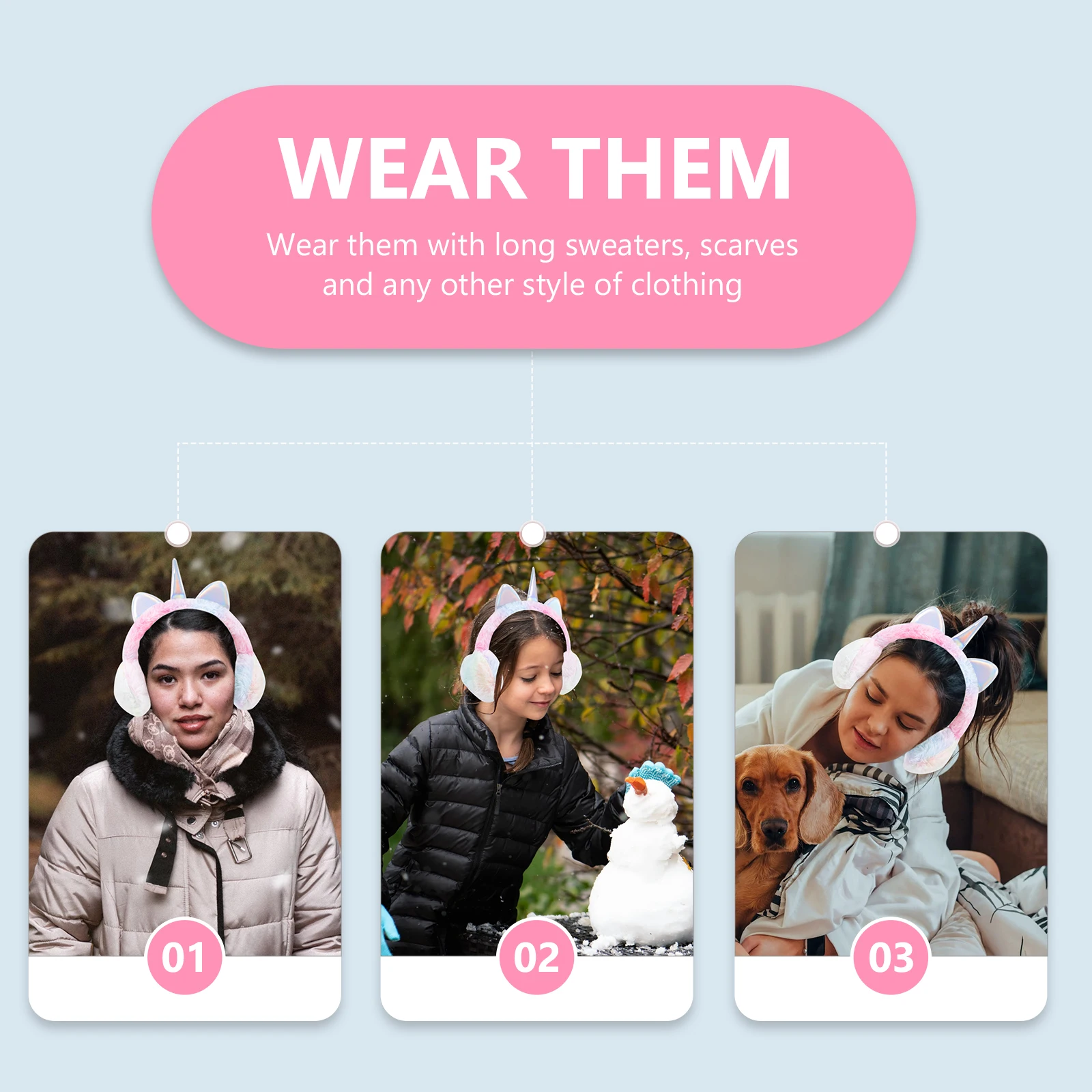 

1pc Unicorn Muffs Anti Slip Design Lovely Winter Ear Warmer Festival Girl Ear Winter Warm Earmuffs Warmer Gift