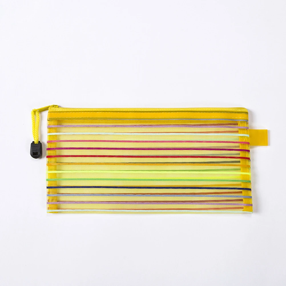 

3 Pcs Color Yellow Mesh Bag Documents Produce Bags Zipper Folders for Test Student