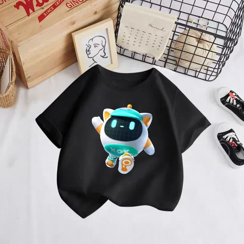 2024 Cute cartoon print Kids Summer T-shirt Boys Girls Fashion short sleeve top party birthday gift clothing