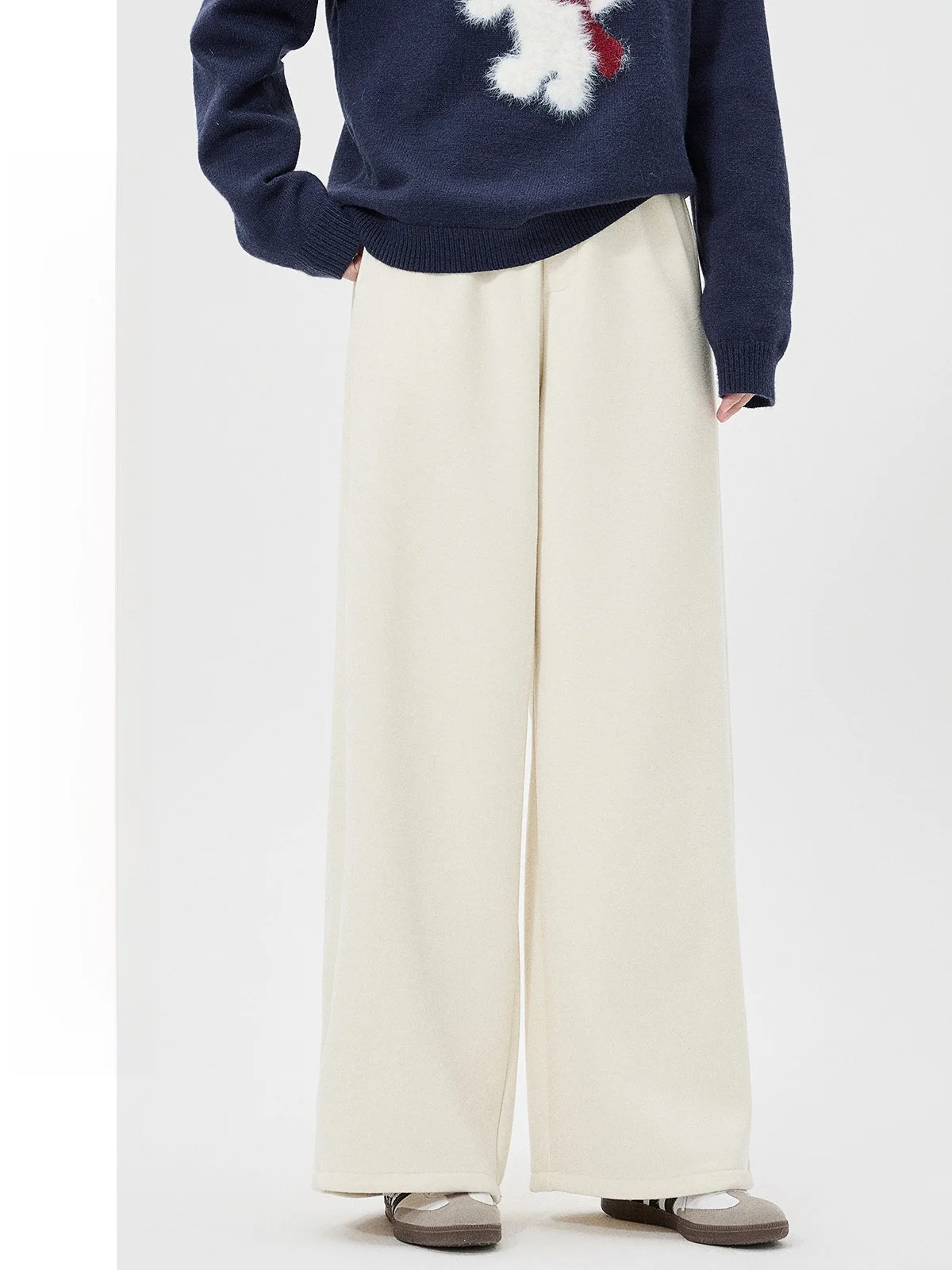 

Женские повседневные брюки на флисовой подкладке с высокой талией, широкими штанинами, для спорта и отдыха, универсальные, утягивающие, зимние, модные, женская одежда