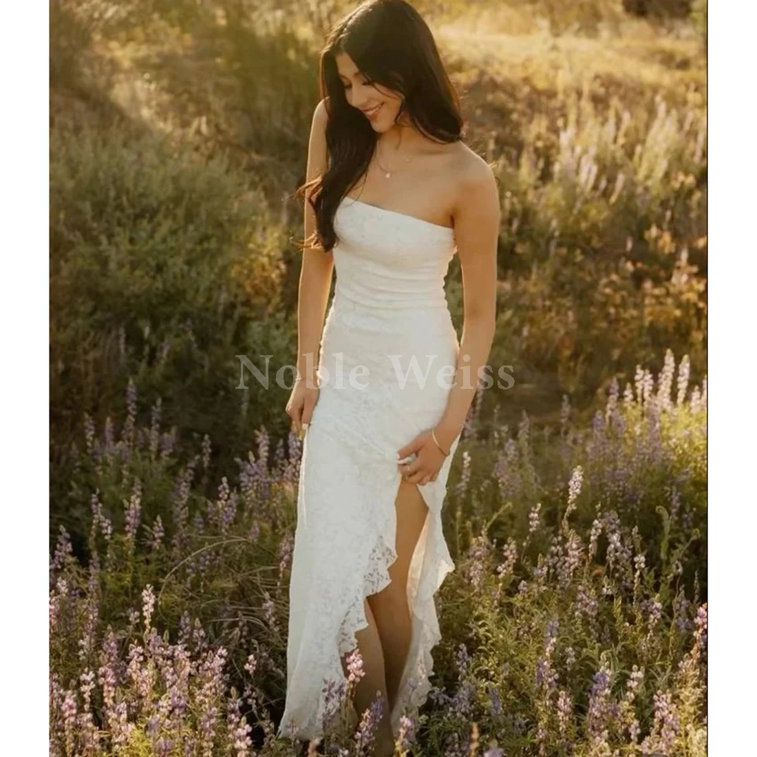 Elegant Lace Mermaid Wedding Dress with Split Customize