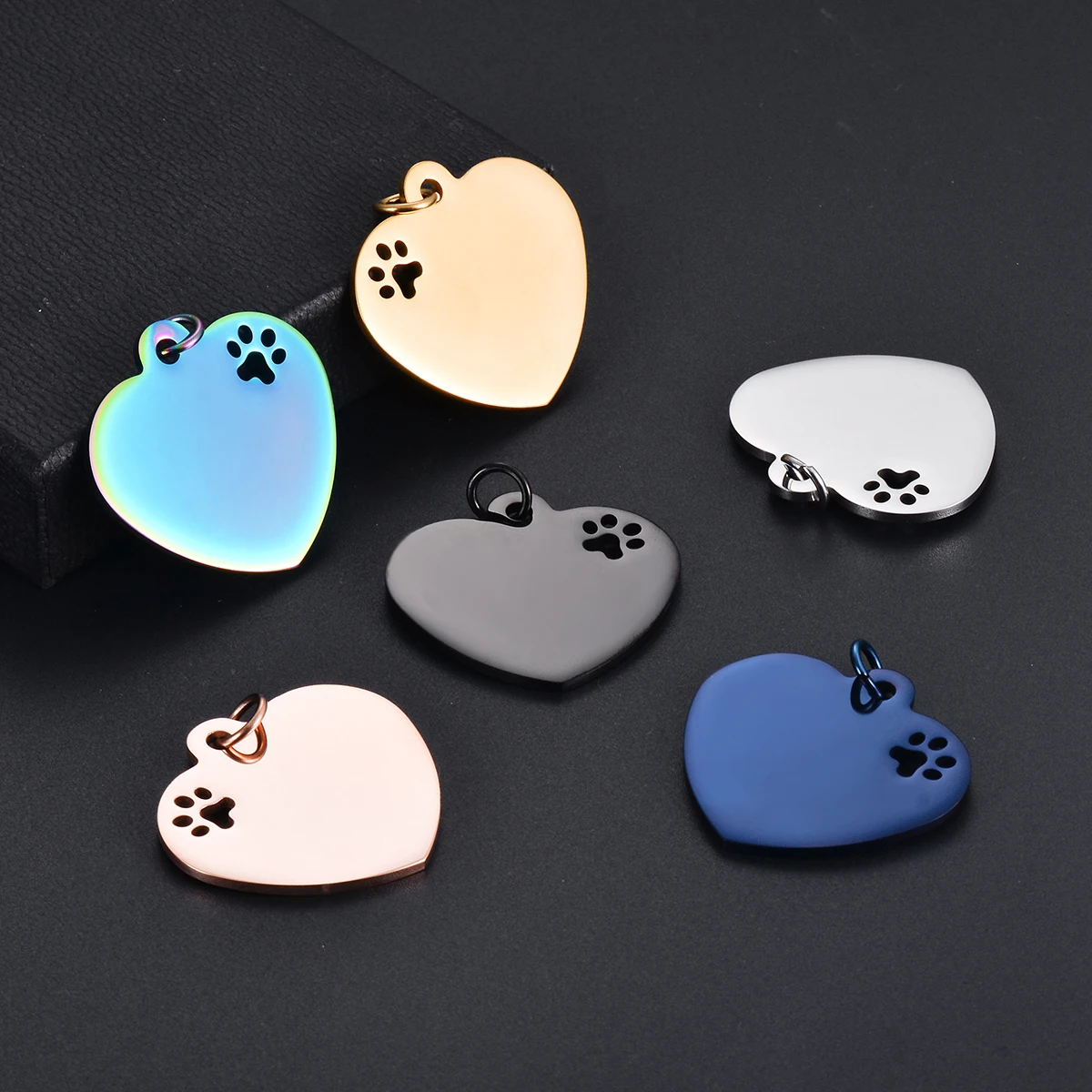 5 Teile/los Spiegel Poliert Hohl Pfote Herz Blank ID Charms Edelstahl Anhänger Für DIY Halskette Schmuck Machen – Detail 8
