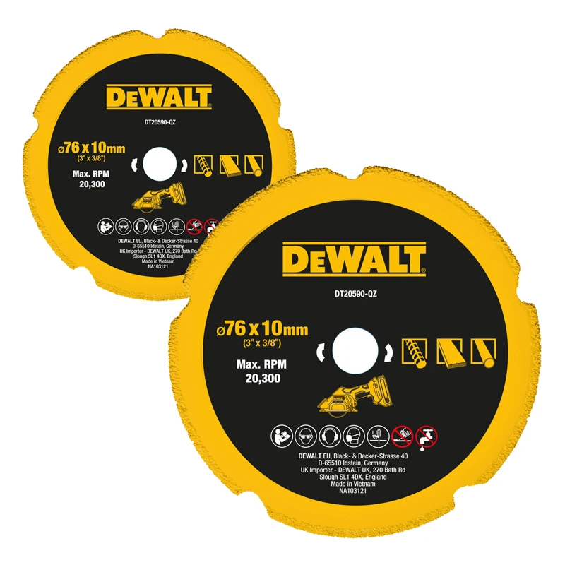 DEWALT DT20590 76 مللي متر × 10 مللي متر عجلة قطع الماس متعددة المواد تقلل الغبار مستقيم قطع شفرة المنشار الحادة