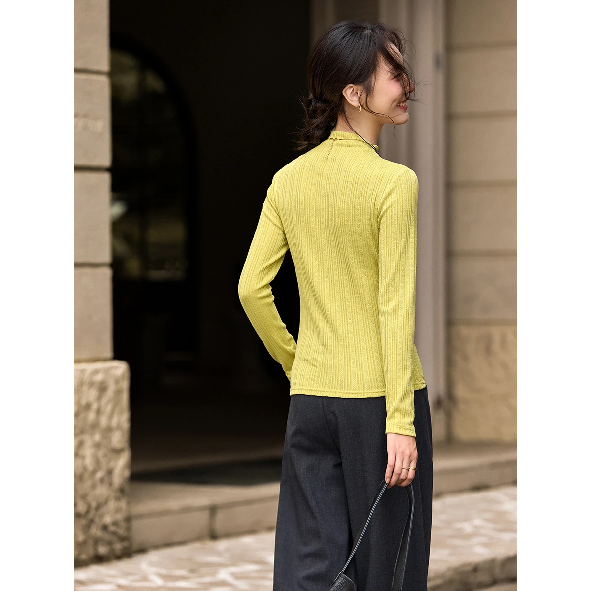 VIMLY Women's Long Sleeve T-shirts 2025 Casual Half Turtleneck Slim Fitting Ladies Tops Winter New Knitted Female Clothing A3550