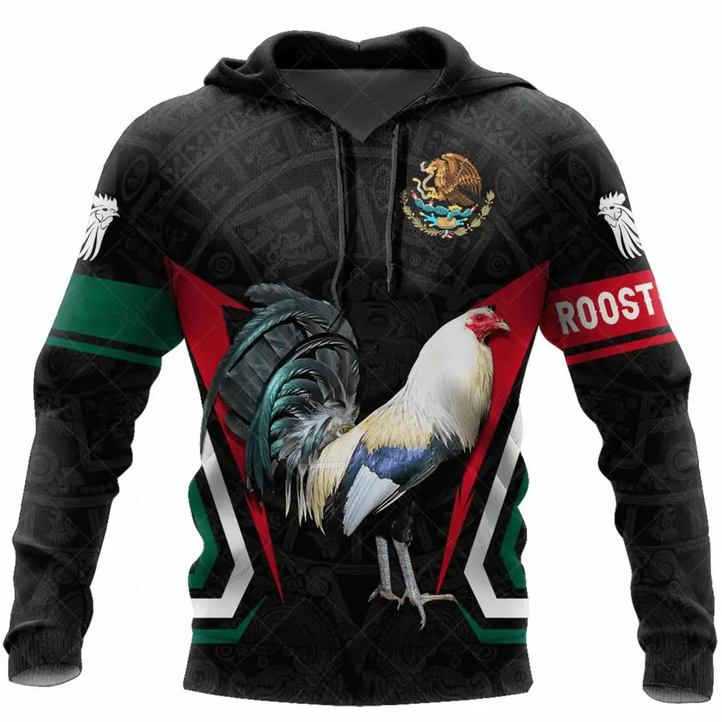 Mexican Hoodies Men's Hoodie 3D Print Rooster Graphics Tops Autumn Long Sleeve Streetwear Hooded For Men Clothing