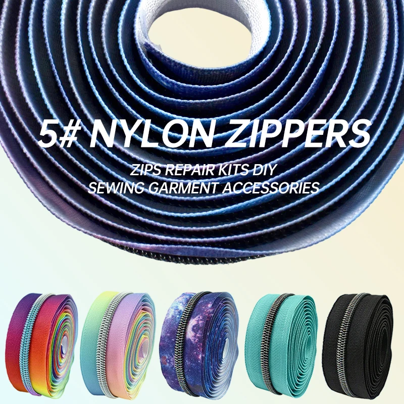 

10-100M 5# Skystar Zipper At The Meter Bag Nylon Zippers Pockets Jackets Plastic Zips Repair Kits DIY Garment Sewing Accessories