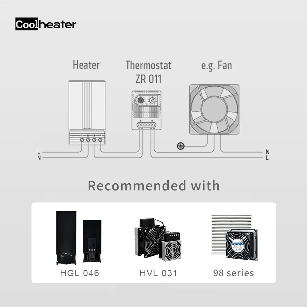 Mechanical Bimetal Thermostat Switch ZR011 CE ROSH Certified Cabinet Temperature Dual Controller