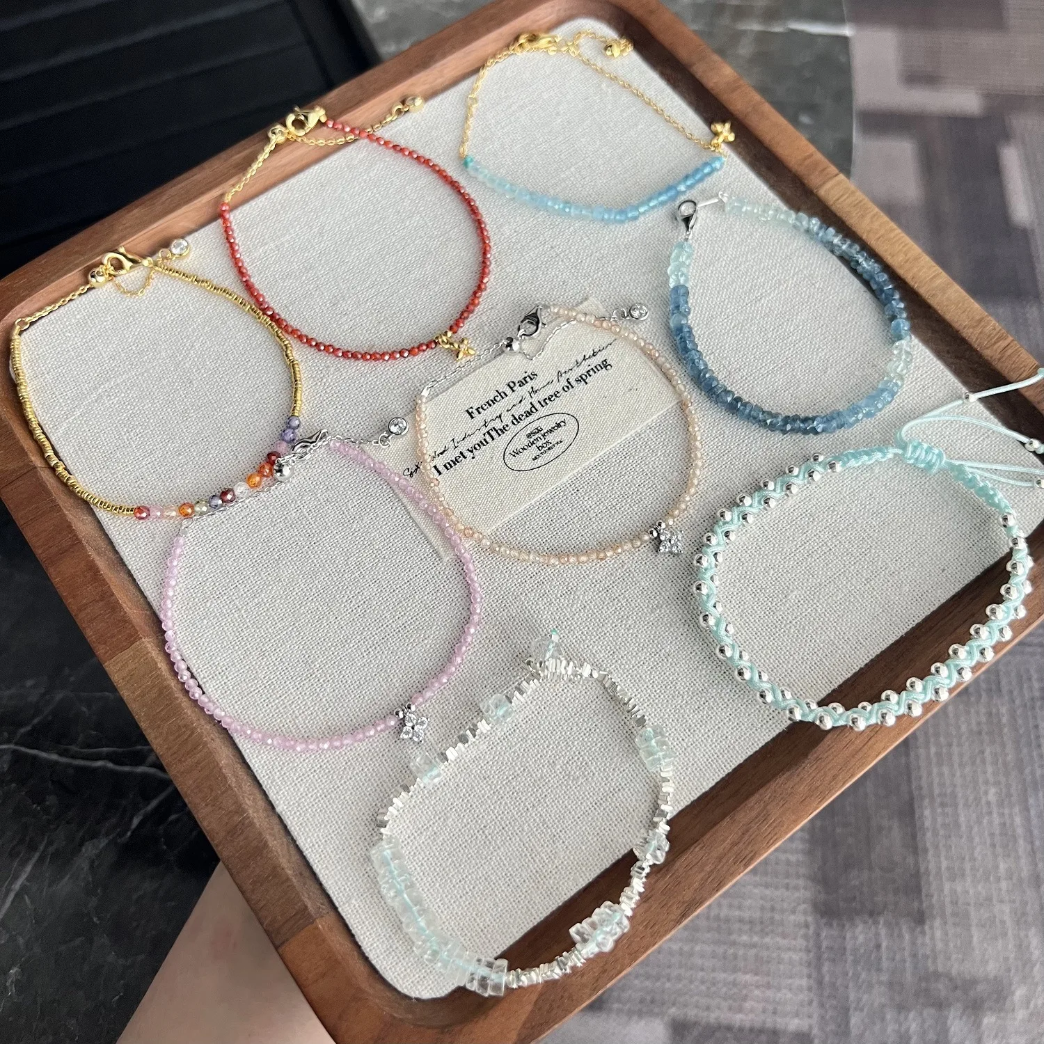 

Браслет из стерлингового серебра 925 пробы ручной работы из натурального аквамарина, розового кварца и топаза для женщин - модный браслет