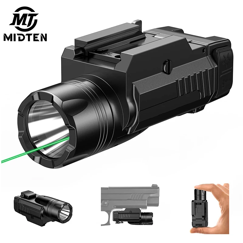 

MidTen Green Laser Light Combo 600 Lumens Weaponlight with Beam and White LED Gun Light Picatinny Rail Mount Tactical Flashlight