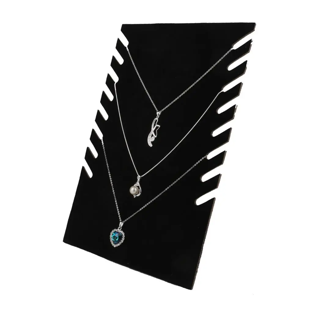 

Black Velvet Jewelry Chain Necklace Pendant Jewelry Display Stand Holder Showcase 28 x x 0.3cm