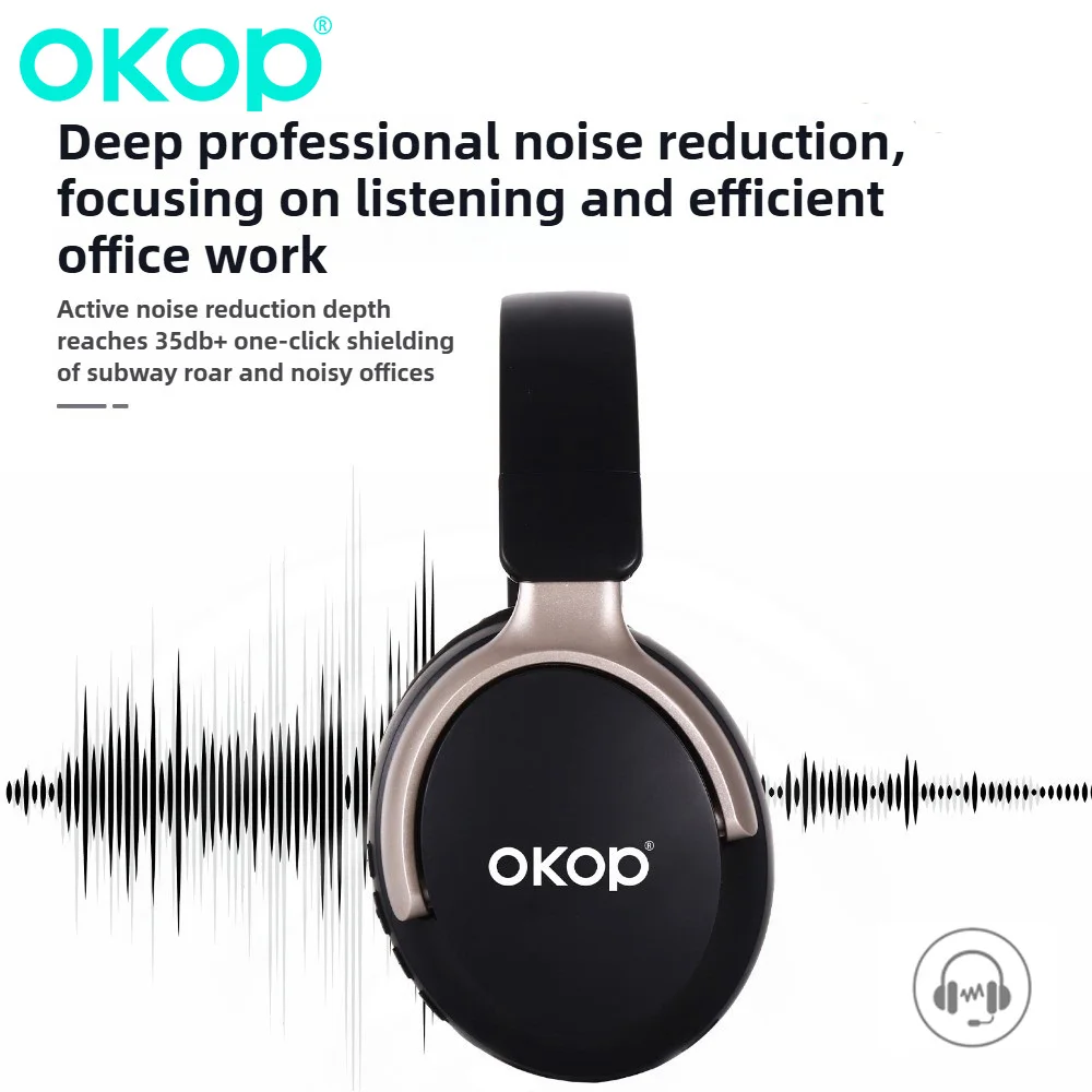 OKOPActive الحد من الضوضاء سماعة أذن لاسلكية تعمل بالبلوتوث سماعات عالية الدقة ستيريو عميق باس طويلة المدى سماعات سماعة الألعاب #4