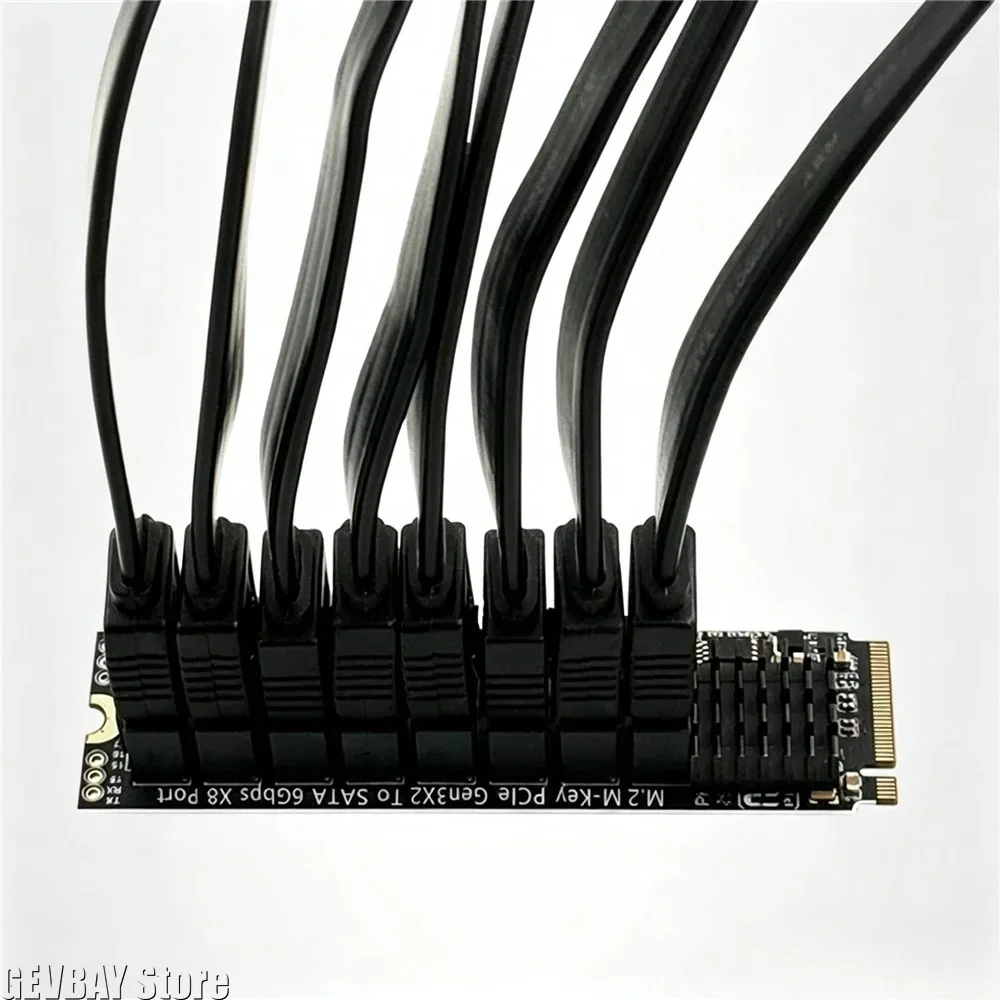 8 Port 6Gbps SATA Expansion Board for ASM1166 M.2 M Key NVMe to SATA Converter With Accessories