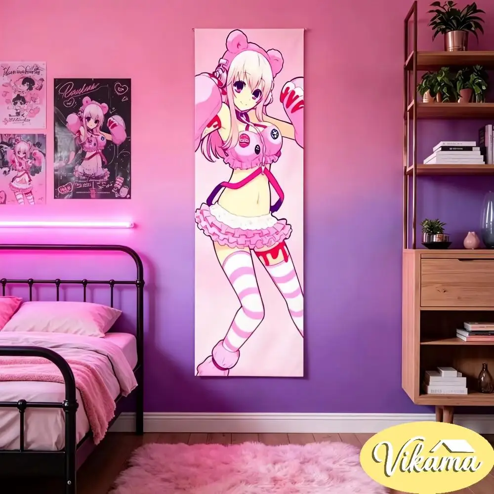 Millennium Cute Super Sonico Tapestry, Anime Girl Vertical Wall Hanging, 2D Girl Home Decor for Entryways and Bedrooms