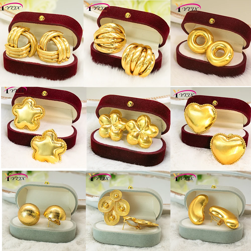 Ytjx 18K Gold Plated Large Spiral Hollow Disc Stud Earrings Mesh Filigree Earrings African Ethnic Jewelry