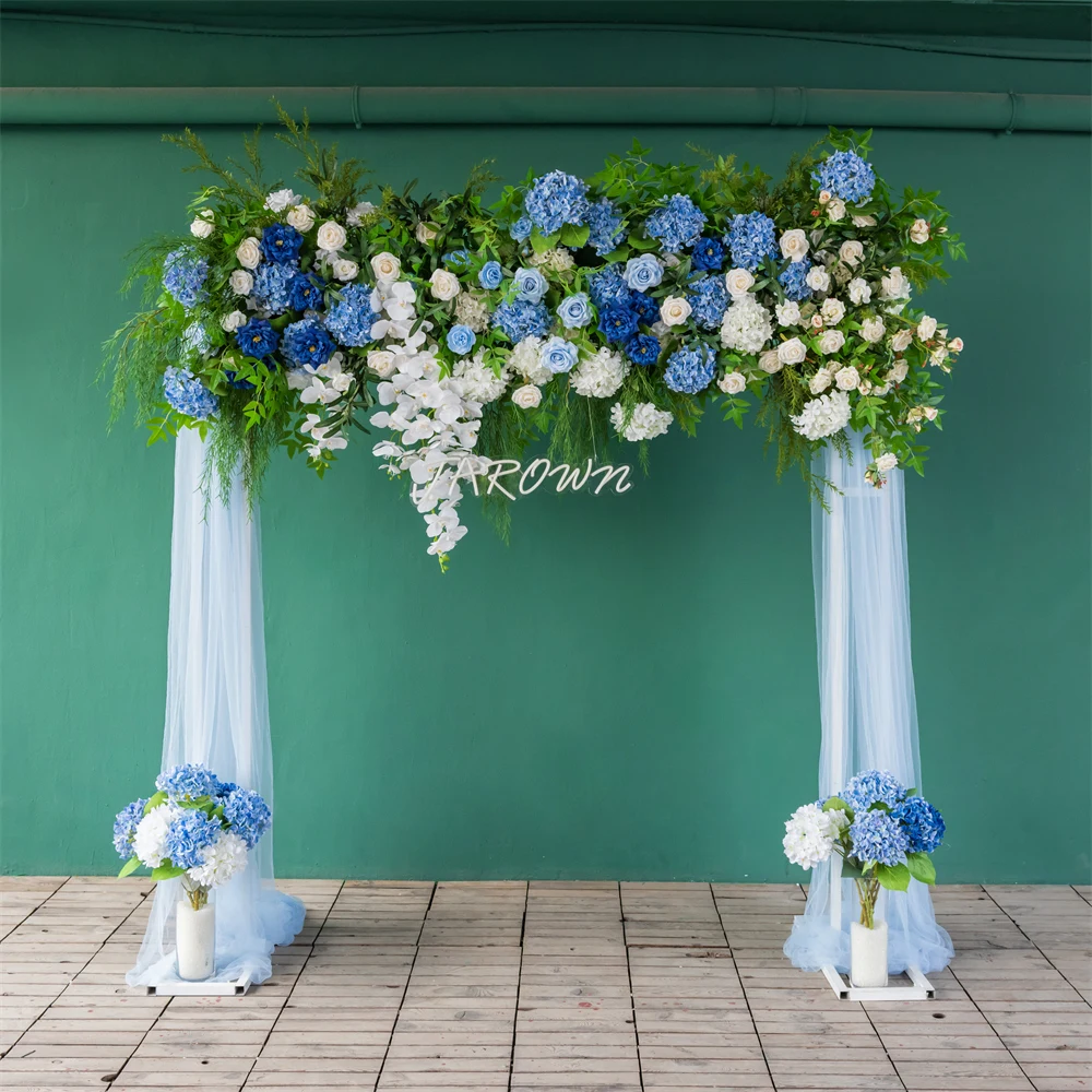 

Wedding Decoration Custom Flower Arrangement Backdrop Decor Kwiaty Sztuczne Green White Blue Flores Artificiales Height 7ft/2.1m